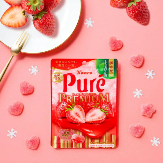 Kanro Pure Premium Tochigi Strawberry Gummy Candy - Seasonal Limited 54g