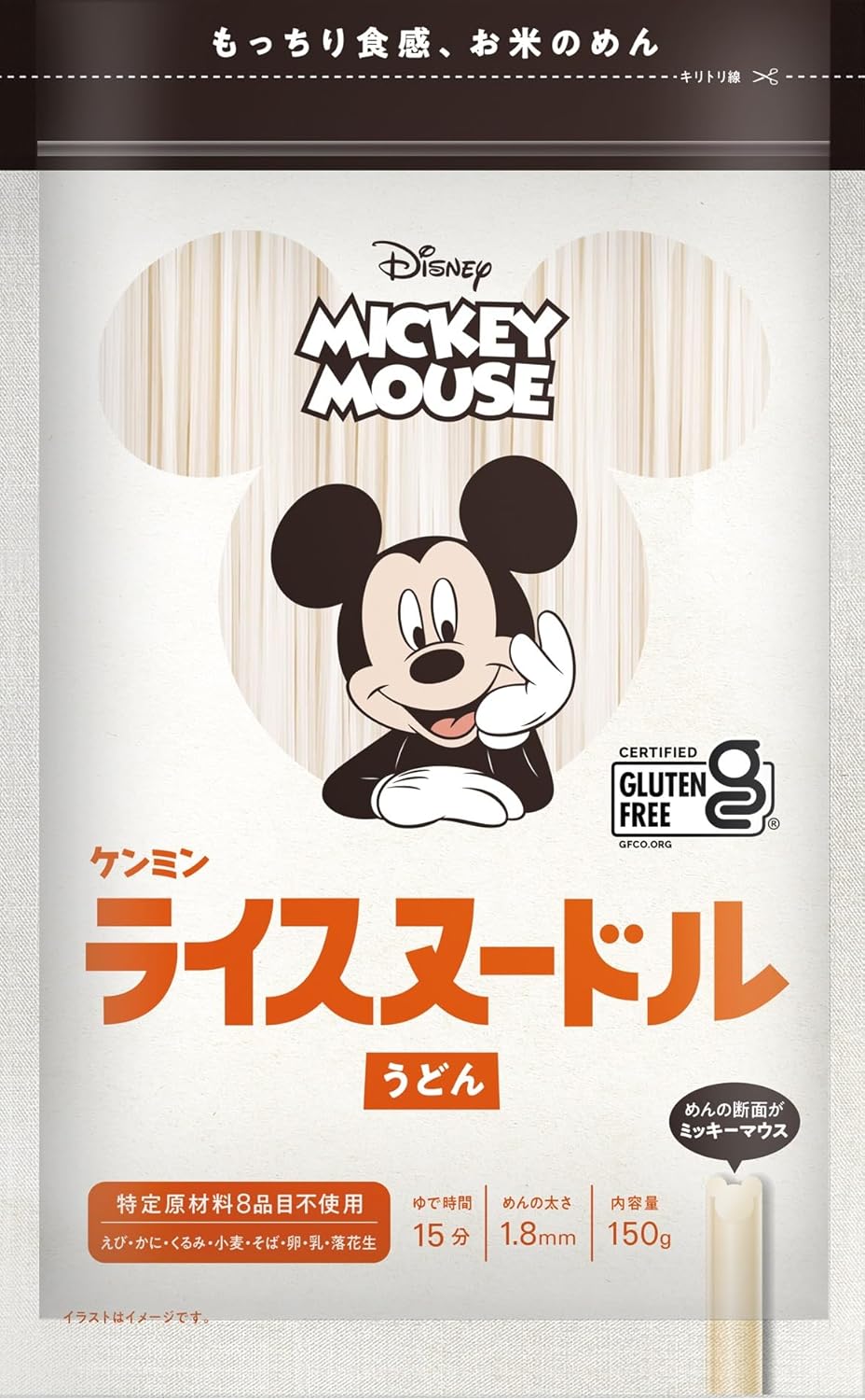 Kenmin Disney Mickey Mouse Rice Noodles Udon (Gluten Free) 150g