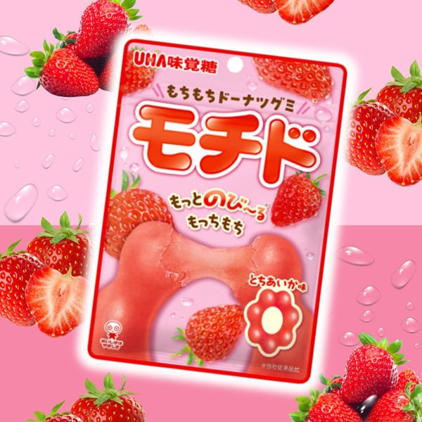 UHA Mochido Tochi-aika Strawberry Mochi Donut Gummy 40g