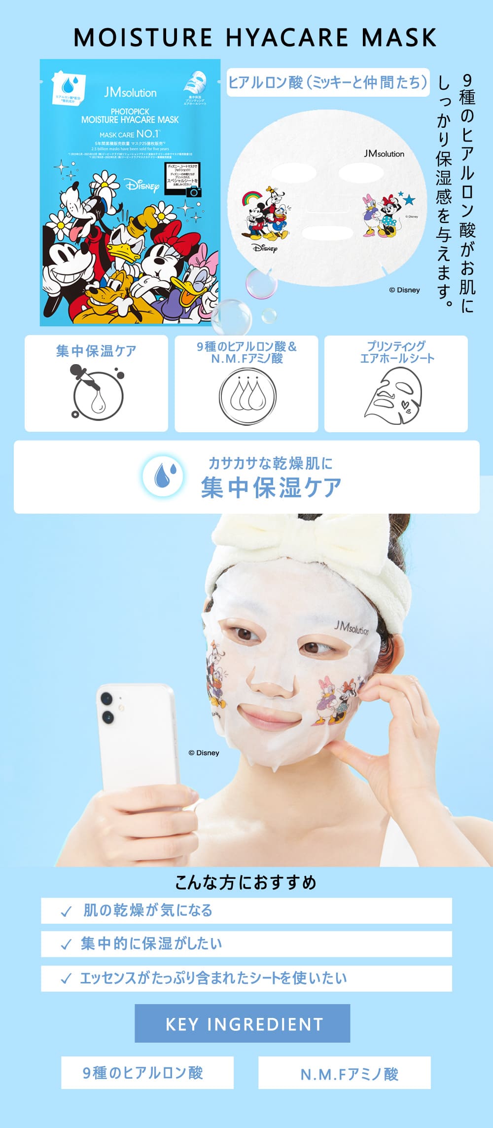 JMsolution Disney Photopick Moisture Hyacare Mask 5pcs