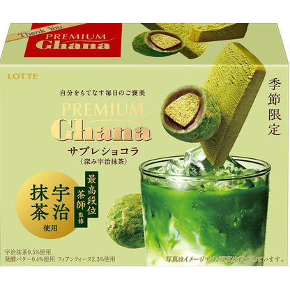 Lotte Premium Ghana Sablé Chocolat Deep Uji Matcha 49g