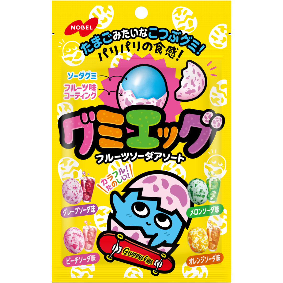 Nobel Gummy Egg Assorted Fruit Soda Flavors Crunchy Candy 40g