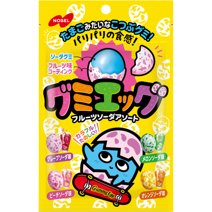 Nobel Gummy Egg Assorted Fruit Soda Flavors Crunchy Candy 40g