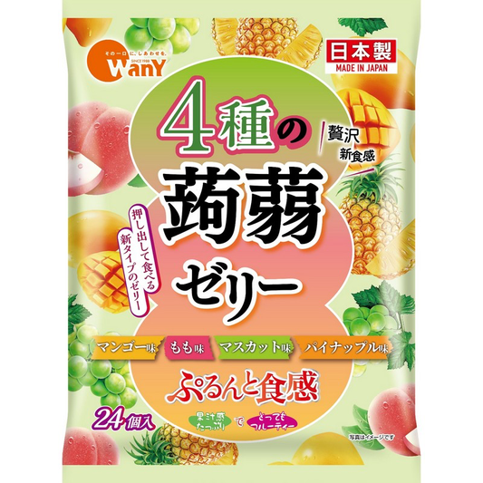 Wany Konjac Jelly Series Mango&Peach&Muscat&Pineapple Mixed Fruits Assortment 24pcs