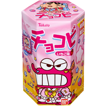 Tohato Crayon Shin-chan Chocobi Strawberry Corn Snack With Sticker 25g
