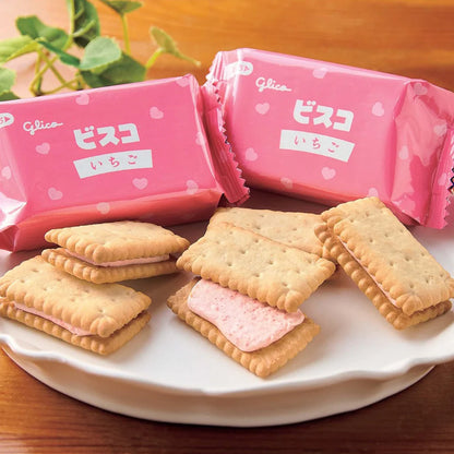 Glico Bisco Strawberry Cream Sandwich Biscuits 15pcs