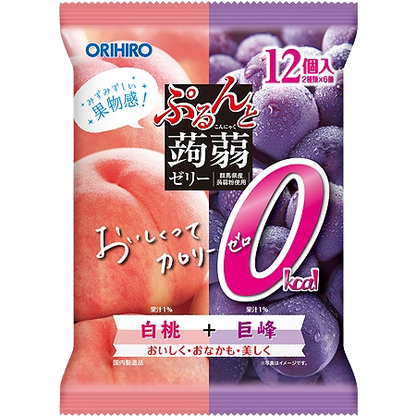 Orihiro Purunto Konjac Jelly Zero Calorie Peach And Grape 12pcs