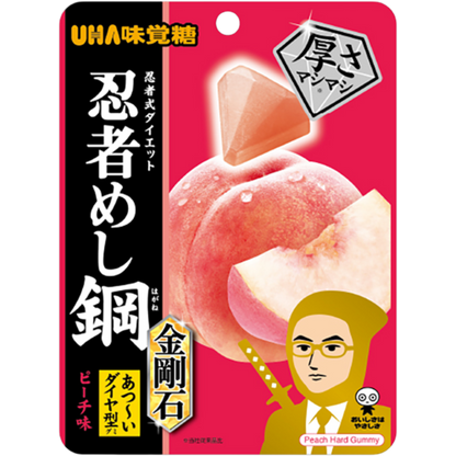 UHA Ninja Meshi Hagane Kongouki Diamond Shape Peach Hard Gummy 45g