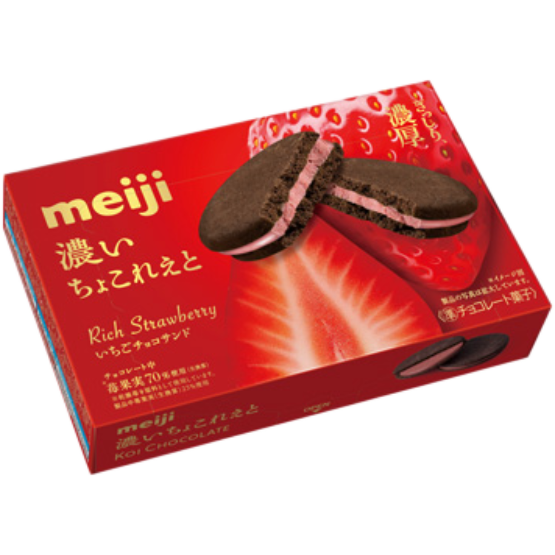 Meiji Rich Strawberry Chocolate Sandwich Biscuit 6 pcs
