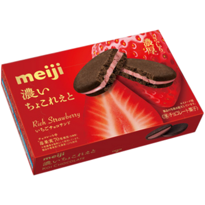 Meiji Rich Strawberry Chocolate Sandwich Biscuit 6 pcs