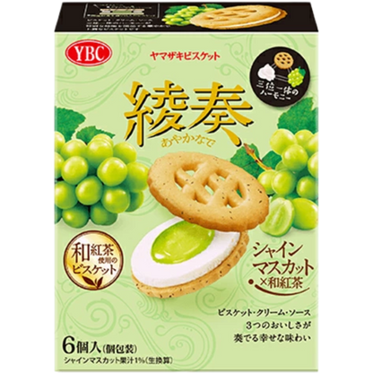 YBC Ayakanade Shine Muscat And Wa-Kocha Tea Sandwich Biscuits 6pcs