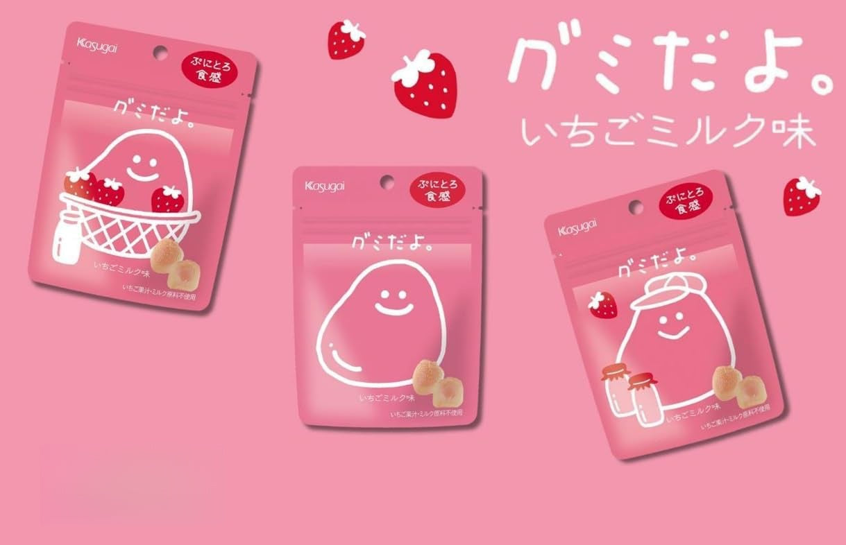 Kasugai Gumi Dayo Strawberry Milk Gummy Soft Candy 60g