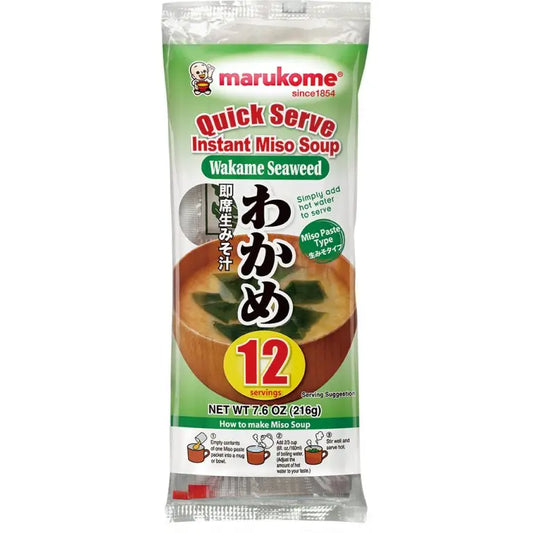 Marukome Quick Serve Instant Miso Soup Wakame Seaweed 12 Serving