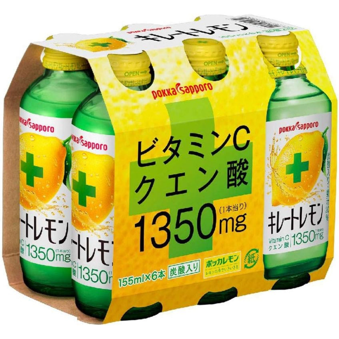 Pokka Sapporo Chelate Lemon Sparkling Lemon Drink 155ml*6 - front of pack