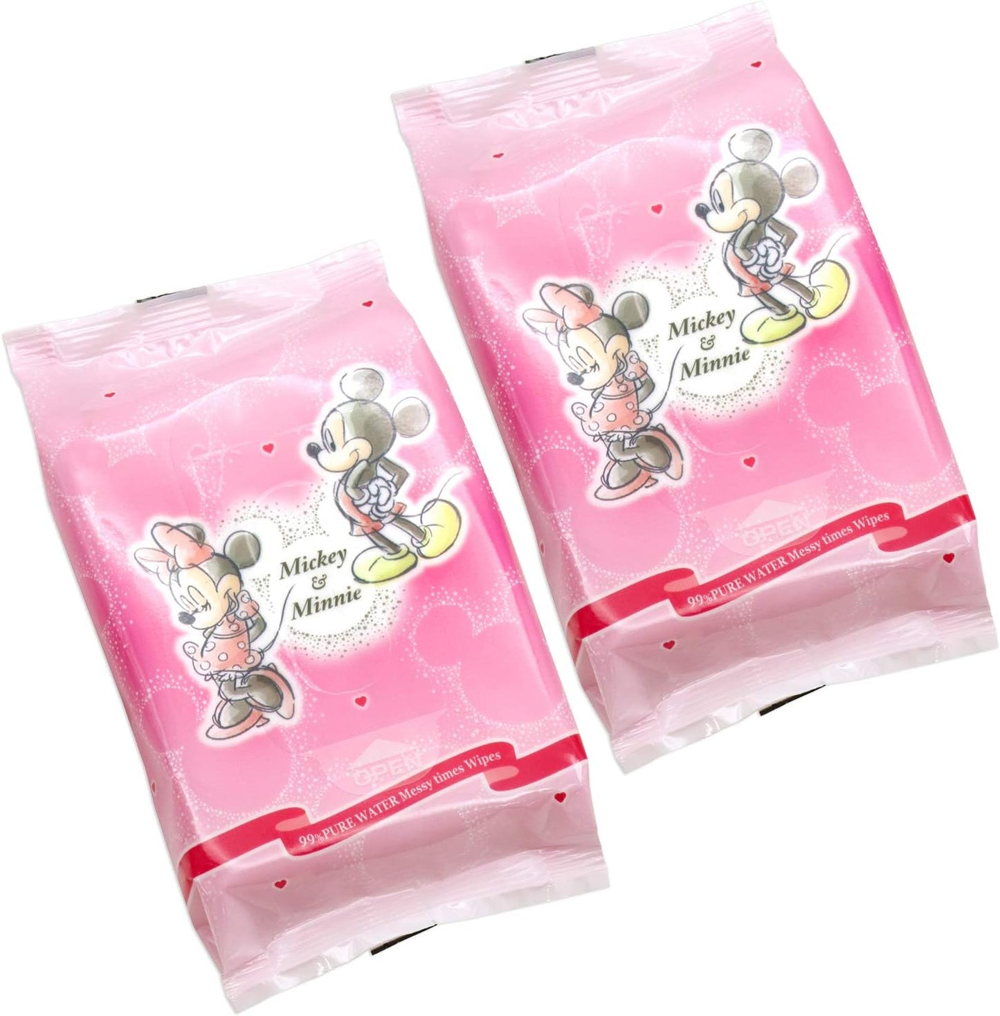 LEC Disney Mickey & Minnie Series 99% Pure Water Baby Hand And Mouth Wipes 25 Sheets * 2 Packs