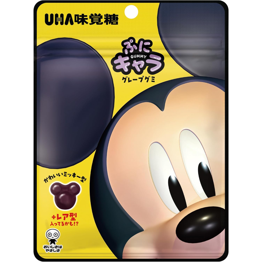 Uha Puni Kyara Disney Mickey Mouse Shaped Grape Gummy Candy 40g