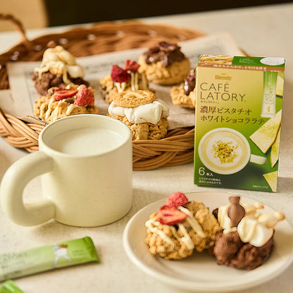 AGF Blendy Cafe Latory Rich Pistachio White Chocolate Latte  6pcs