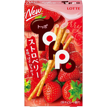 Lotte Toppo Strawberry Chocolate Filled Pretzel Sticks 72g