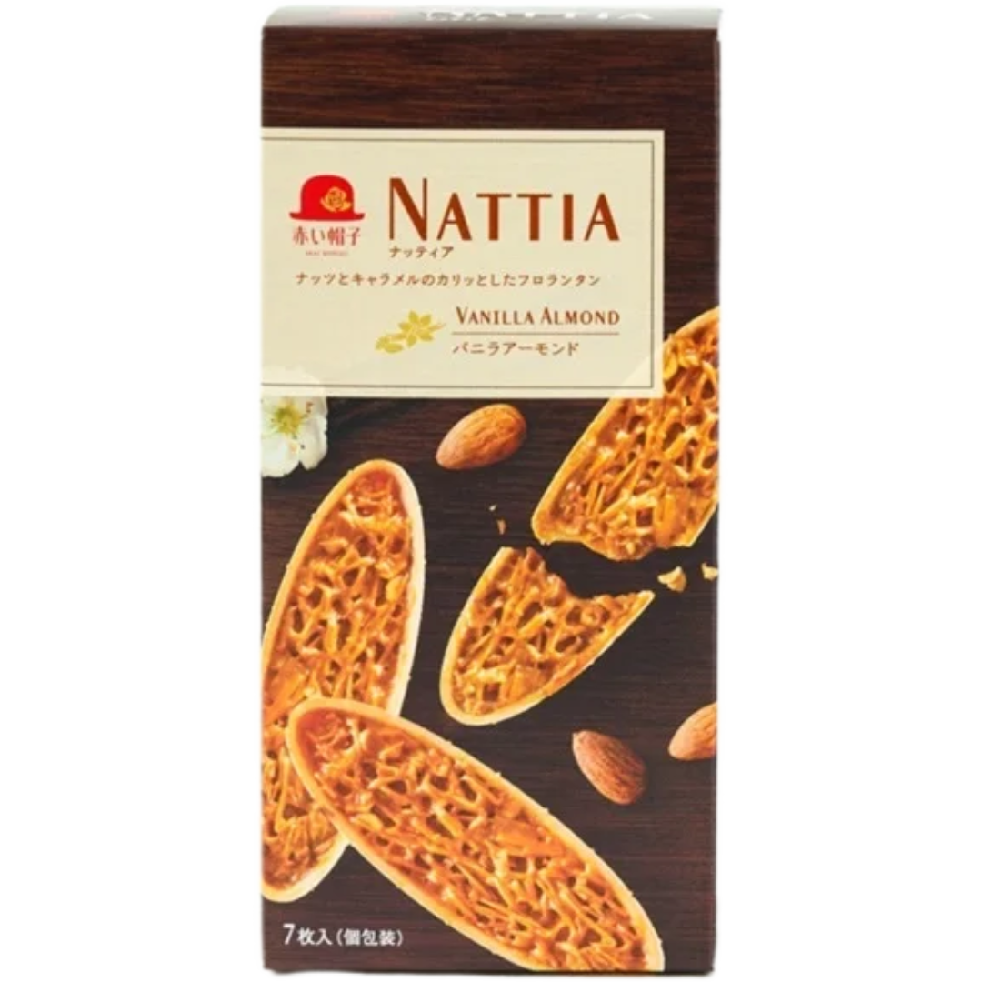 Akai Bohshi NATTIA Vanilla Almond Caramel Florentine Wafer Confections 7 pcs