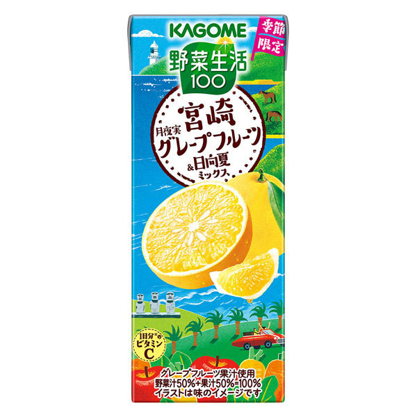 Kagome Vegetable Life 100 Miyazaki Grapefruit And Hyuganatsu Mixed Juice 195ml