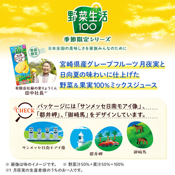 Kagome Vegetable Life 100 Miyazaki Grapefruit And Hyuganatsu Mixed Juice 195ml
