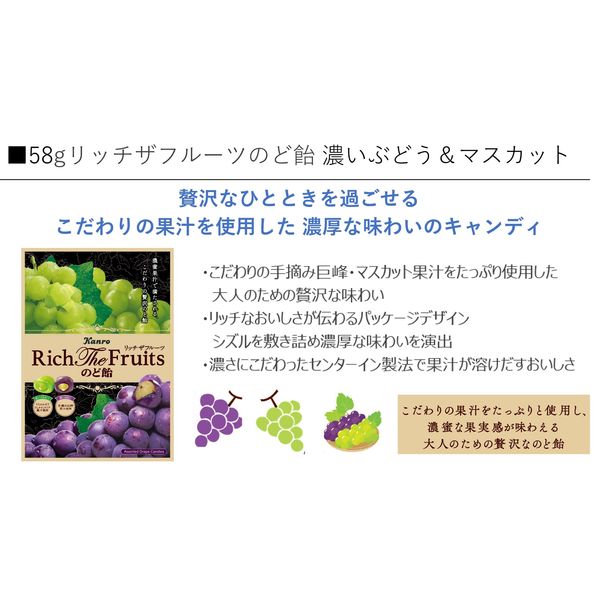 Kanro Rich The Fruits Assorted Grape Candy 58g