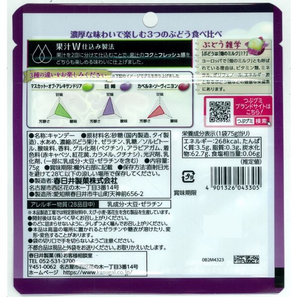 Kasugai Tsubu Gumi Premium Rich Grape Gummy Mix 75g