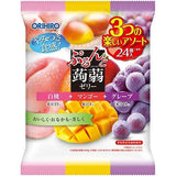Orihiro Purunto Konjac Jelly Prach&Mango&Grape Mixed Fruits Assortment 24pcs
