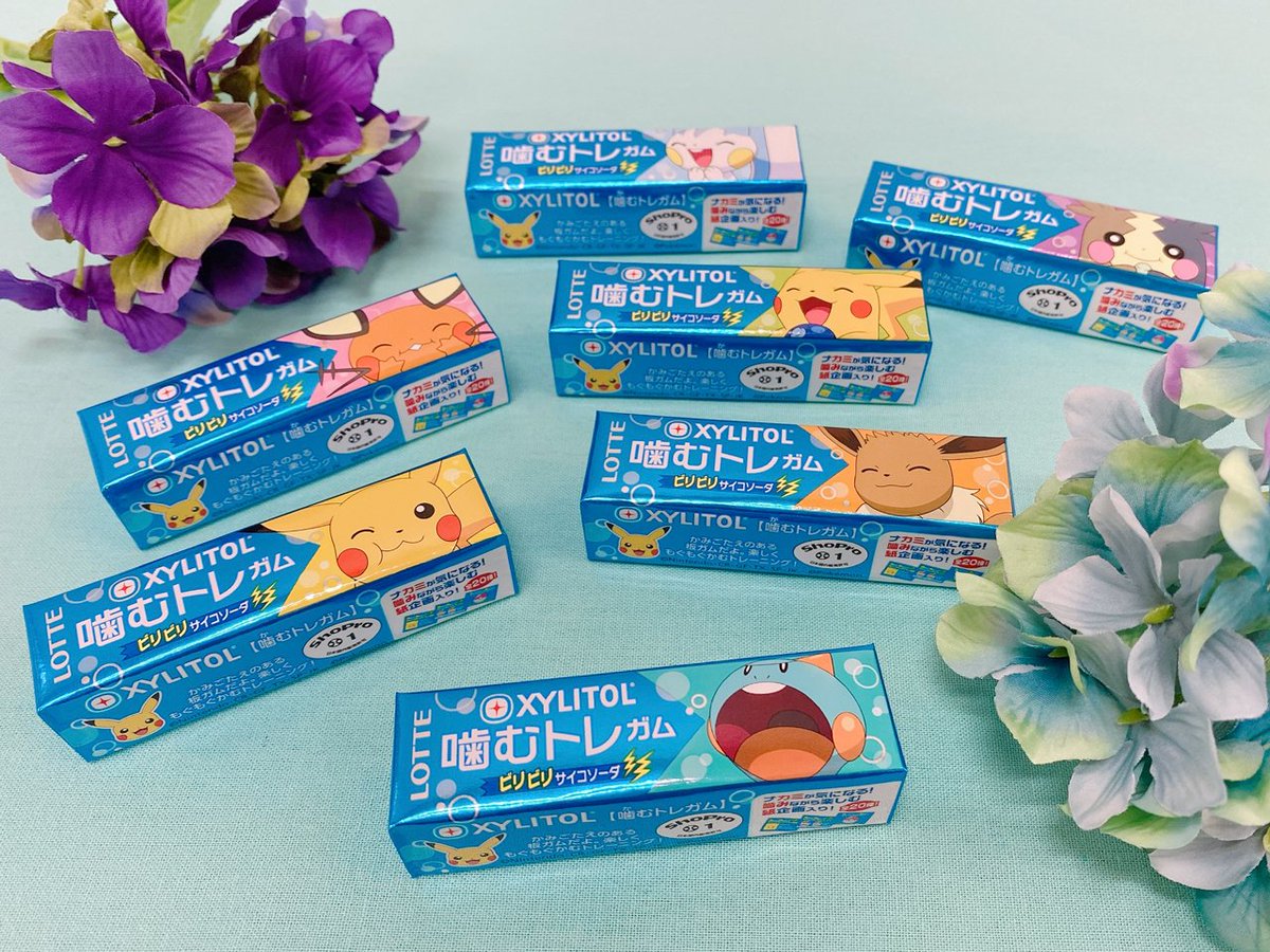 Lotte Xylitol Pokemon Kamutore Chewing Gum Soda Flavor 9pcs*15