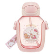 Skater Hello Kitty One-Push Straw Water Bottle 530ml with Shoulder Strap – Kids Drink Bottle (Sanrio, Japan)