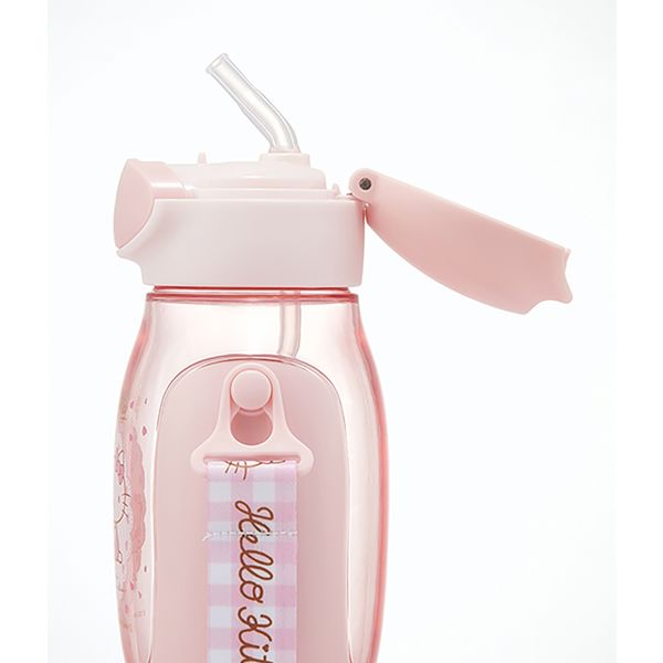 Skater Hello Kitty One-Push Straw Water Bottle 530ml with Shoulder Strap – Kids Drink Bottle (Sanrio, Japan)