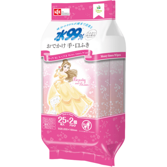 LEC Disney Princess Belle Series 99% Pure Water Baby Hand And Mouth Wipes 25 Sheets * 2 Packs