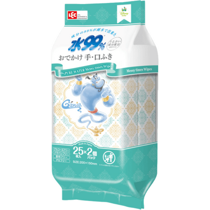 LEC Disney Genie Series 99% Pure Water Baby Hand And Mouth Wipes 25 Sheets * 2 Packs