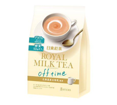 Nittoh Royal Milk Tea Off Time Decaf 8 Sticks 72g – Caffeine-Free, 50% Less Sugar Instant Milk Tea