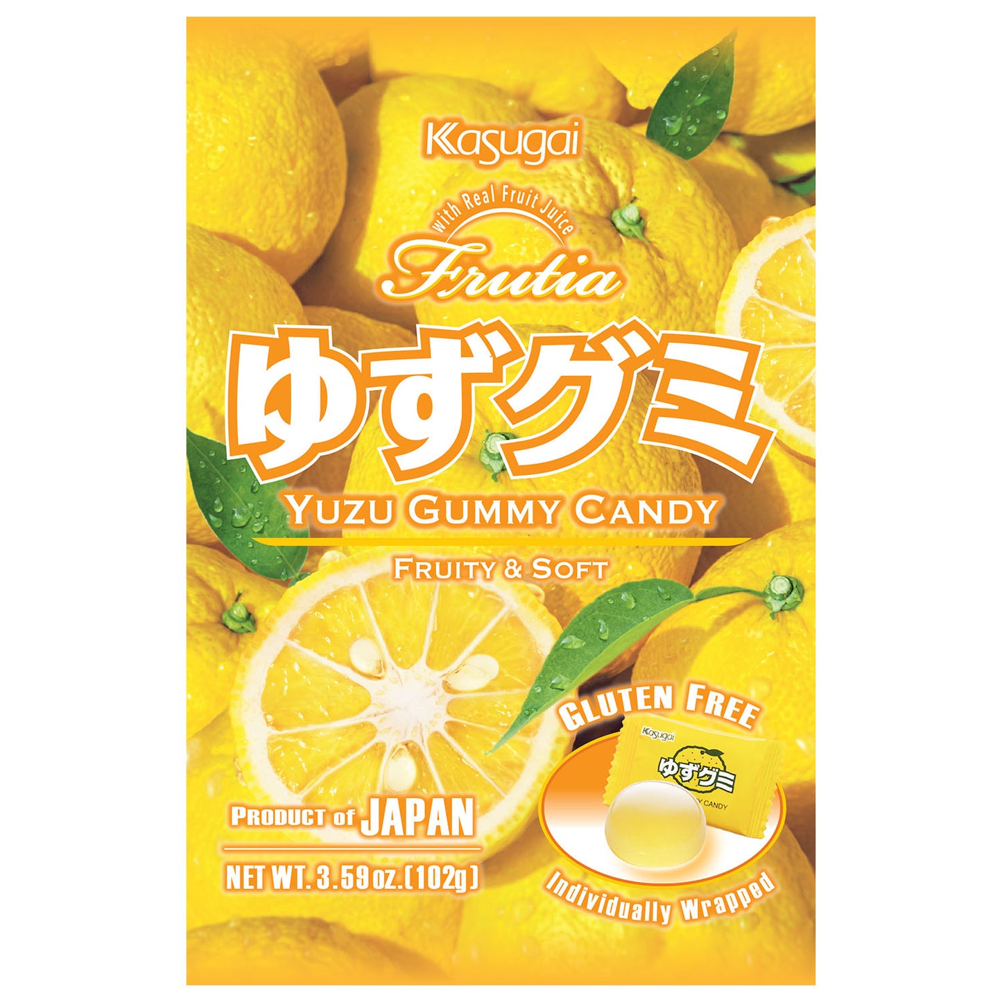 Kasugai Frutia Yuzu Gummy Gluten Free- 102g