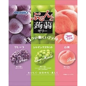 Orihiro Purunto Konjac Jelly Grape, Shine Muscat & White Peach 6 Pack (20g×6)
