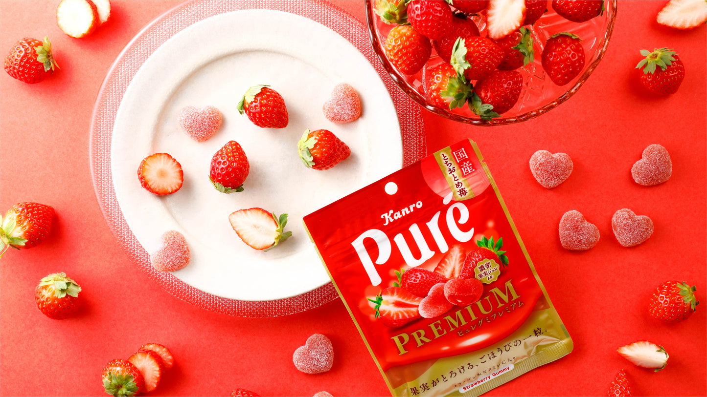 Kanro Pure Premium Tochigi Strawberry Gummy Candy - Seasonal Limited 54g