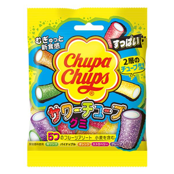 Kracie Chupa Chups Sour Injected Gummy Sour Belt Tubes Mixed Fruit 55g