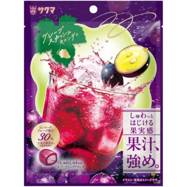 Sakuma Fruit Tsuyome Grape Squash Sparkling Crunchy Candy 52g
