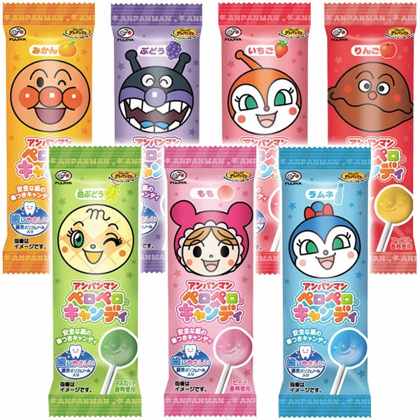 Fujiya Anpanman Pero Pero Candy Lollipop Assorted Fruit Flavors 25pcs